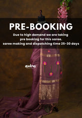 (PRE-BOOKING) Royal Plum Bloom - Handloom Tissue Silk Linen Jamdani Saree - With Handloom Mark