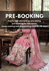 (PRE-BOOKING) Onion Mauve Pink - Pragathi - Linen Cotton Saree with Floral Prints and Contrast Blouse - Best for Office Wear | Casual Wear
