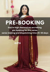 (PRE-BOOKING) Majestic Maroon - Handspun soft Mul Cotton with Gold Zari Border and Ajrakh blouse combo - Best for Daily Wear