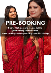 (PRE-BOOKING) Organic linen Orange and pink stripes Rose pallu - Vanibhojan pink saree