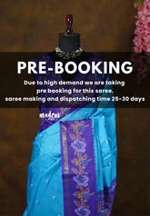 (PRE-BOOKING) Ananda Blue - Yamini Paper silk with Rose Floral Border - Perfect Office Wear