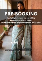 (PRE-BOOKING) Muted Aqua Blue - Linen Cotton Saree with Floral Prints - Best for Office Wear | Casual Wear