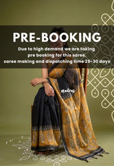 (PRE-BOOKING) Ebony Black - Pragathi - Linen Cotton Saree with Jaipur Prints - Best for Office Wear | Casual Wear