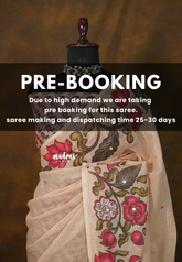 (PRE-BOOKING) Sandalwood Beige - Divine Lotus Linen Cotton Saree with Mirror work - Best for Office Wear