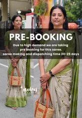 (PRE-BOOKING) Green with jute - Sithara - Semi Tussar saree with gicha texture small embroidery