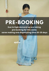 (PRE-BOOKING) Ocean Blue - Mia - Soft linen cotton with tissue border and printed blouse