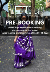 (PRE-BOOKING) Violet Purple - sindhu bhairavi - Madras Margazhi Special Handpainted Bamboo Cotton Saree with music notes