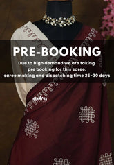 (PRE-BOOKING) Plum maroon - Oviyam - Madras Margazhi Special Handblock kolam Printed Bamboo Cotton Double Blouse Combo