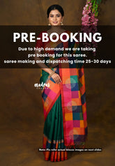 (PRE-BOOKING) Navaratna Green Paper Silk Saree – Yamini | Paalum Pazhamum Madras Checks | Workwear Classic