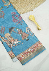 Premium printed silk mugal painting prints pallaku design - 4 colors Available