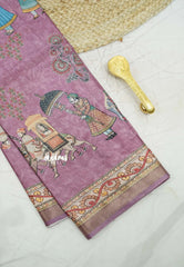 Premium printed silk mugal painting prints pallaku design - 4 colors Available