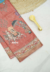 Premium printed silk mugal painting prints pallaku design - 4 colors Available