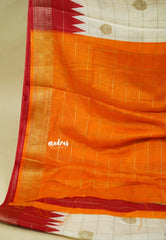 (PRE-BOOKING) Ivory Pearl - Anugraha - Premium Printed Silk with Ganga Jamuna Temple Border and Kattam body - Perfect for divine prayers, temple visits & small functions