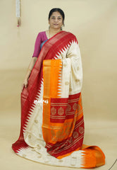 (PRE-BOOKING) Ivory Pearl - Anugraha - Premium Printed Silk with Ganga Jamuna Temple Border and Kattam body - Perfect for divine prayers, temple visits & small functions