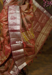 Dual Shade Rust and copper Maroon - Raaga Premium Semi tussar Jamdani Weaving Body - Perfect for Night Functions