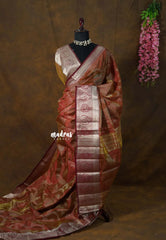 Dual Shade Rust and copper Maroon - Raaga Premium Semi tussar Jamdani Weaving Body - Perfect for Night Functions
