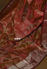 Dual Shade Rust and copper Maroon - Raaga Premium Semi tussar Jamdani Weaving Body - Perfect for Night Functions