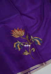 Violet Purple - Premium Kota Silk with Hand Painted Pen Kalamkari Applique Work - Best for Office Wear | Hightea Party
