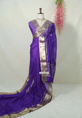 Royal Purple - Shalini - Premium Super Net Saree with Paithani Border Weaving Handstitched Embroidery - Best for Function Wear
