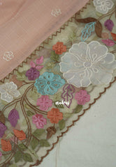 Creamy Blush Peach - Shalini - Premium Super Net Saree with Embroidery and Organza Embroidery Border - Best for Office Wear / Hightea party