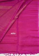 Magenta Pink - Kumudavalli - Pure Jute Silk Saree Borderless with Buttas - Perfect for Wedding Functions