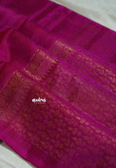 Magenta Pink - Kumudavalli - Pure Jute Silk Saree Borderless with Buttas - Perfect for Wedding Functions