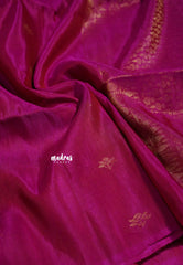 Magenta Pink - Kumudavalli - Pure Jute Silk Saree Borderless with Buttas - Perfect for Wedding Functions