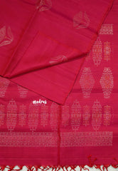 Raspberry Pink - Kumudavalli - Pure Jute Silk Saree with Flower Buttas - Perfect for Wedding Functions