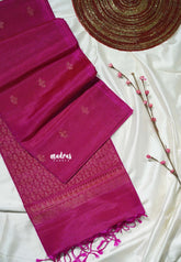 Magenta Pink - Kumudavalli - Pure Jute Silk Saree Borderless with Buttas - Perfect for Wedding Functions