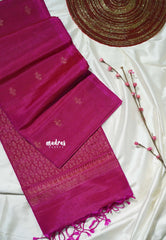 Magenta Pink - Kumudavalli - Pure Jute Silk Saree Borderless with Buttas - Perfect for Wedding Functions
