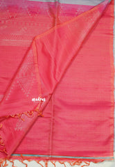 Pearl Grey - Kumudavalli - Pure Jute Silk Saree with Contrast Pallu and Blouse - Perfect for Wedding Functions