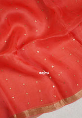 Classic Red - Handloom Pure Musliln Silk Saree with Sequence Weaving in the Body - With Silk Mark Certificate