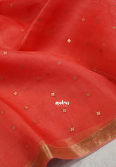 Classic Red - Handloom Pure Musliln Silk Saree with Sequence Weaving in the Body - With Silk Mark Certificate