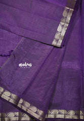 Deep purple - Raaga - Lightweight Semi tussar saree wtih leaf border