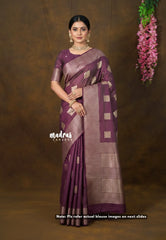 Dual Shade Wine Plum - Raaga - Raw Mango Tussar Silk with geometric zari buttas - Best for Small Functions