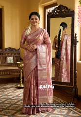 Dual Shade Onion peach and Blush - Raaga Premium Semi tussar Jamdani Weaving Body - Perfect for Night Functions