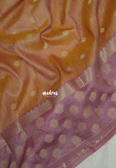 Dual Shade Peach And Lilac - Raaga - Semi tussar with Zari Border and 1000 Buttas - Best for Wedding Functions
