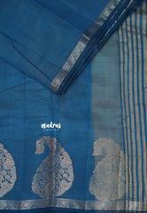 Peacock Blue - Raaga - Lightweight Semi tussar saree wtih Mango border