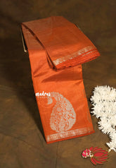 Dual Shade Rust Orange - Raaga - Lightweight Semi tussar saree with Mango border - Best for Small Functions
