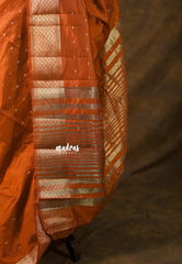 Rich Burnt Orange - Raaga premium semi tussar zari border with buttas - Perfect for Festive Wear