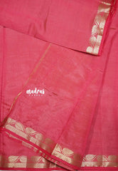 Raaga - Lightweight Semi tussar saree wtih leaf border - Reddish pink