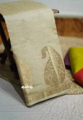 Raaga - Lightweight Semi tussar saree with Mango border - Halfwhite