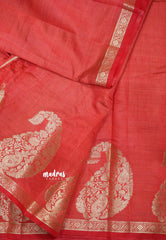 Raaga - Lightweight Semi tussar saree wtih Mango border - Red