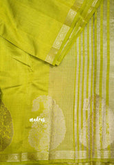 Raaga - Lightweight Semi tussar saree wtih Mango border - Mehendi green