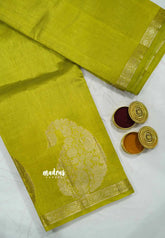 Raaga - Lightweight Semi tussar saree wtih Mango border - Mehendi green