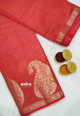 Raaga - Lightweight Semi tussar saree wtih Mango border - Red