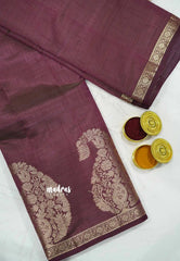 Brown - Raaga - Lightweight Semi tussar saree wtih Mango border