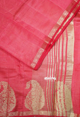Dual Shade Peach-Red - Raaga - Lightweight Semi tussar saree with Mango border - Best for Small Functions