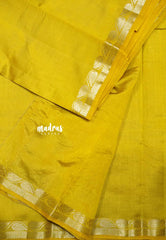 Raaga - Lightweight Semi tussar saree wtih leaf border - Golden yellow