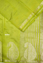 Raaga - Lightweight Semi tussar saree wtih Mango border - Fresh green